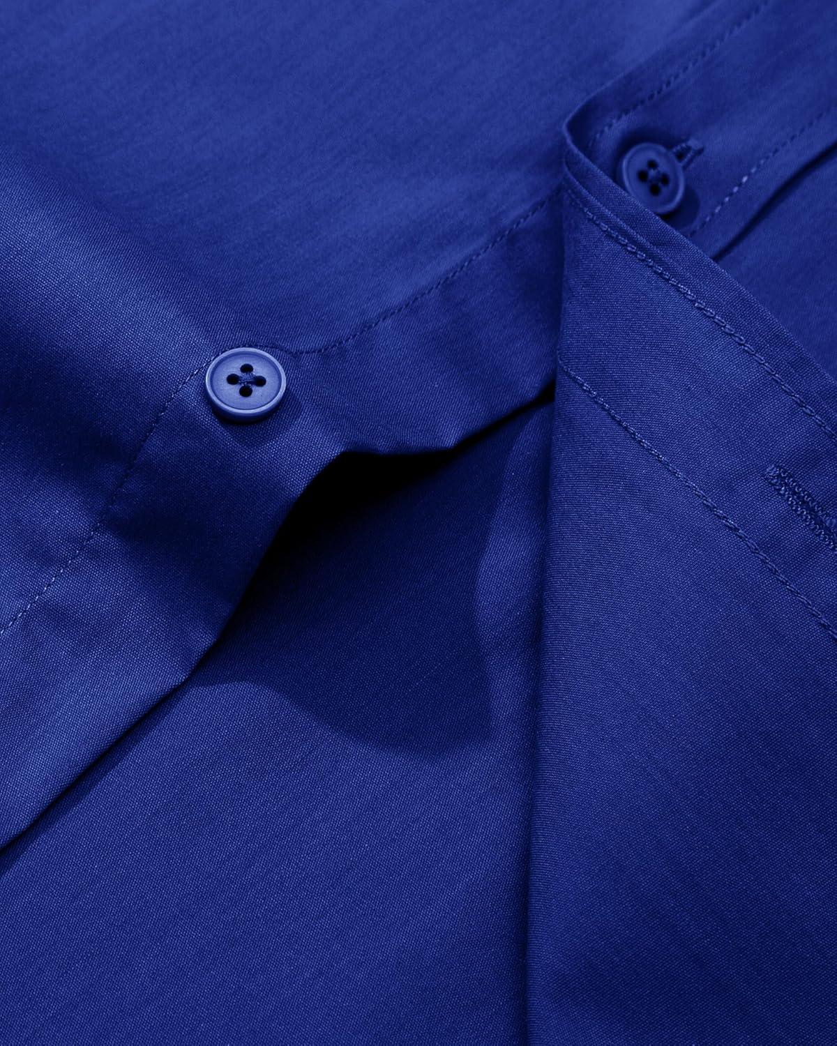 imageAlimens ampamp Gentle Mens Dress Shirt Regular Fit Stretch Stain Shield Long Sleeve Solid Business Wedding Button Down ShirtsSapphire Blue
