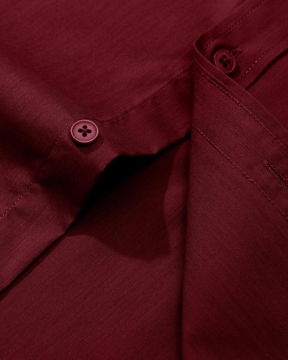 imageAlimens ampamp Gentle Mens Dress Shirt Regular Fit Stretch Stain Shield Long Sleeve Solid Business Wedding Button Down ShirtsWine Red