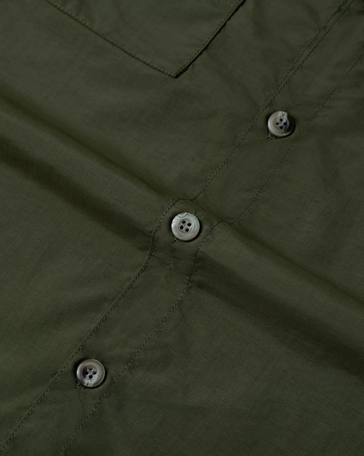imageAlimens ampamp Gentle Short Sleeve Fishing Shirt Wicking Fabric Sun Protection Casual Button Down ShirtsArmy Green