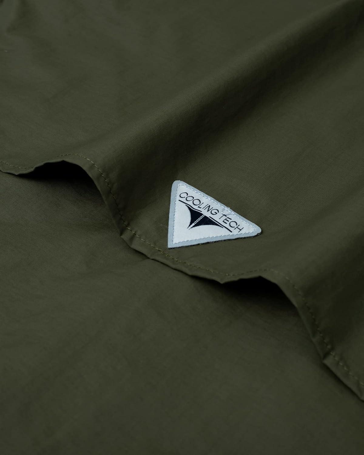 imageAlimens ampamp Gentle Short Sleeve Fishing Shirt Wicking Fabric Sun Protection Casual Button Down ShirtsArmy Green