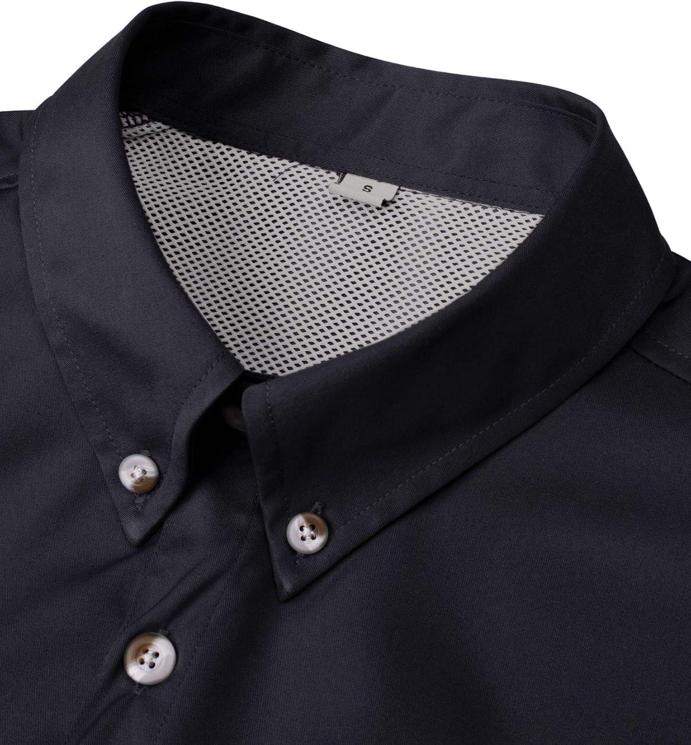imageAlimens ampamp Gentle Short Sleeve Fishing Shirt Wicking Fabric Sun Protection Casual Button Down ShirtsBlack
