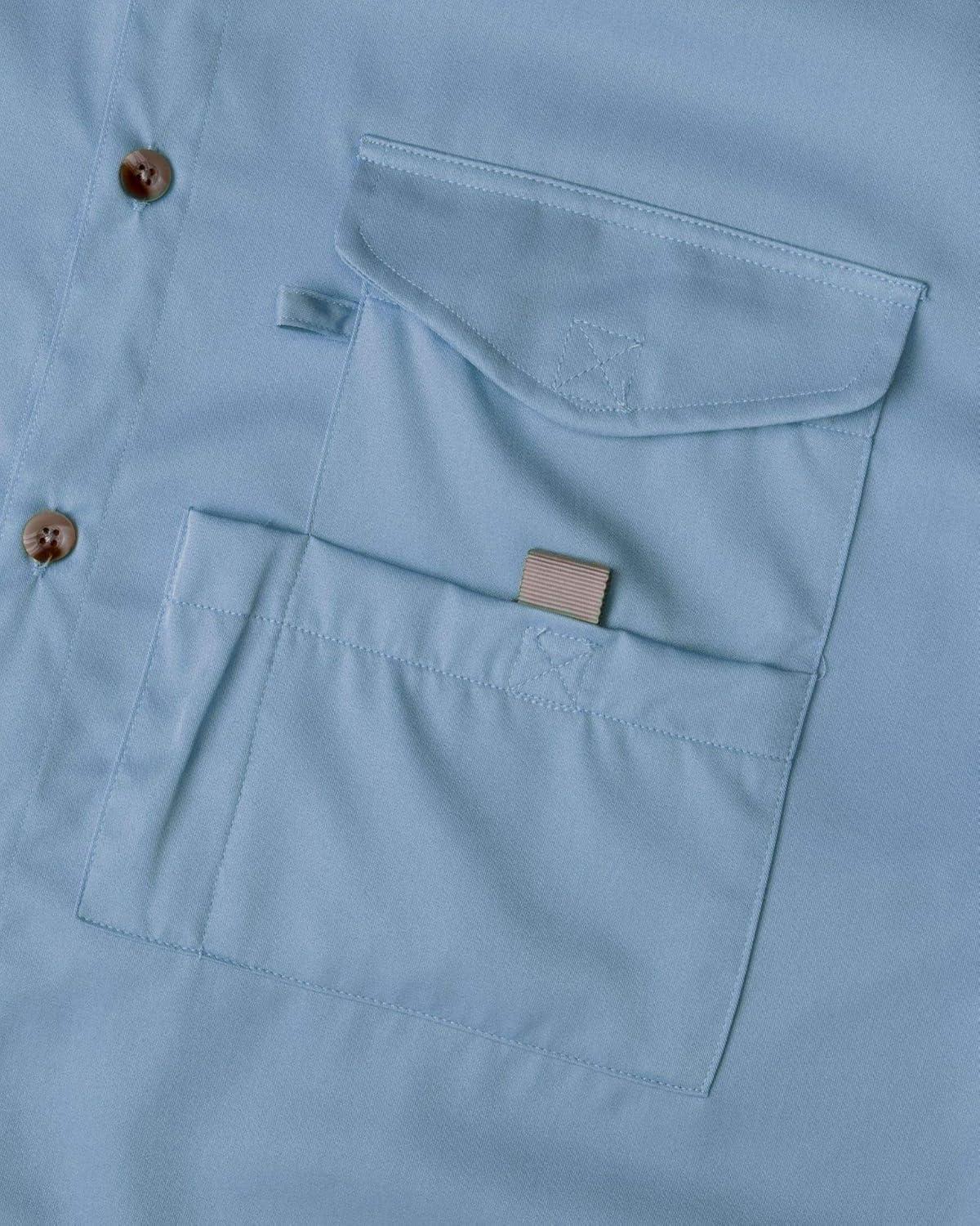 imageAlimens ampamp Gentle Short Sleeve Fishing Shirt Wicking Fabric Sun Protection Casual Button Down ShirtsBlue