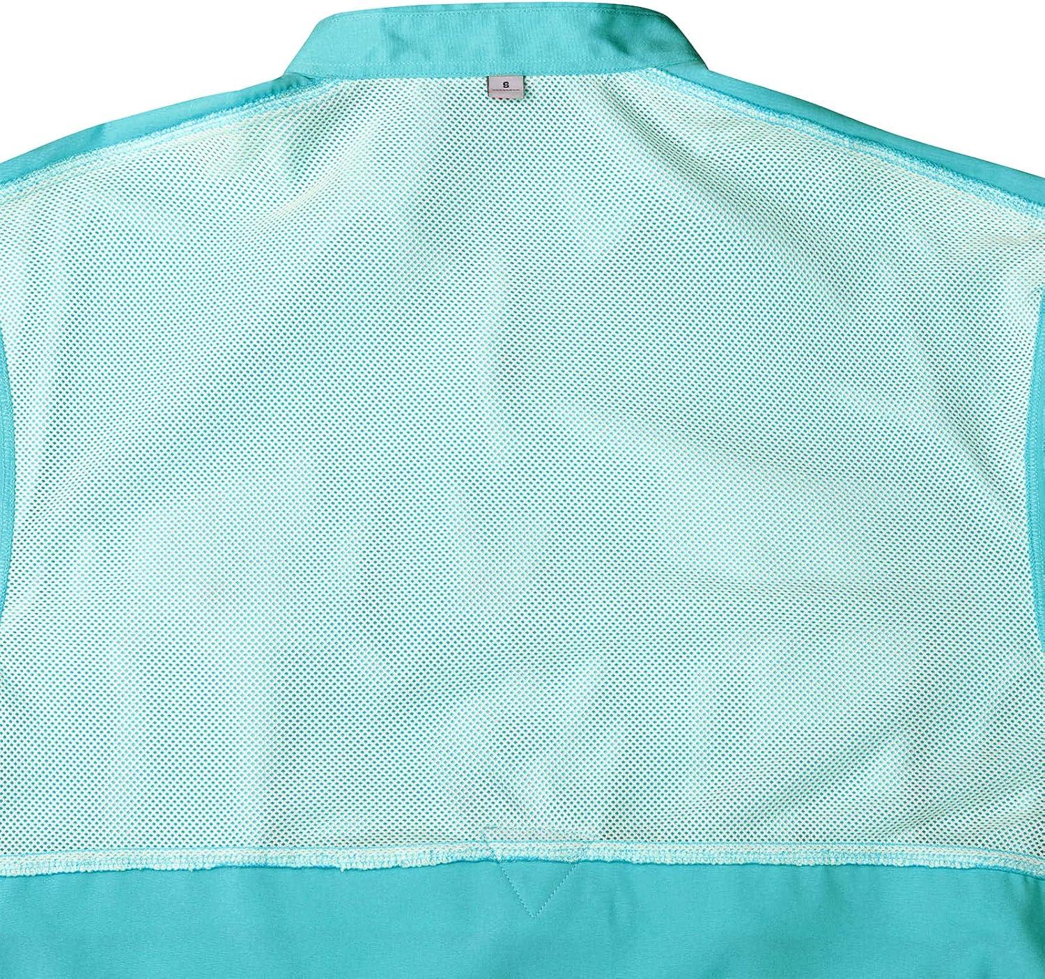 imageAlimens ampamp Gentle Short Sleeve Fishing Shirt Wicking Fabric Sun Protection Casual Button Down ShirtsBlue Green