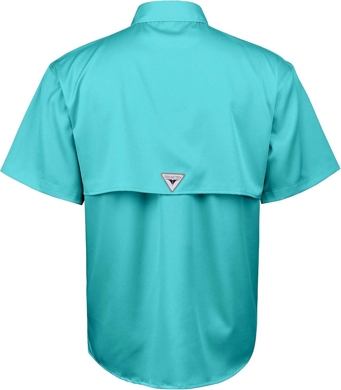 imageAlimens ampamp Gentle Short Sleeve Fishing Shirt Wicking Fabric Sun Protection Casual Button Down ShirtsBlue Green