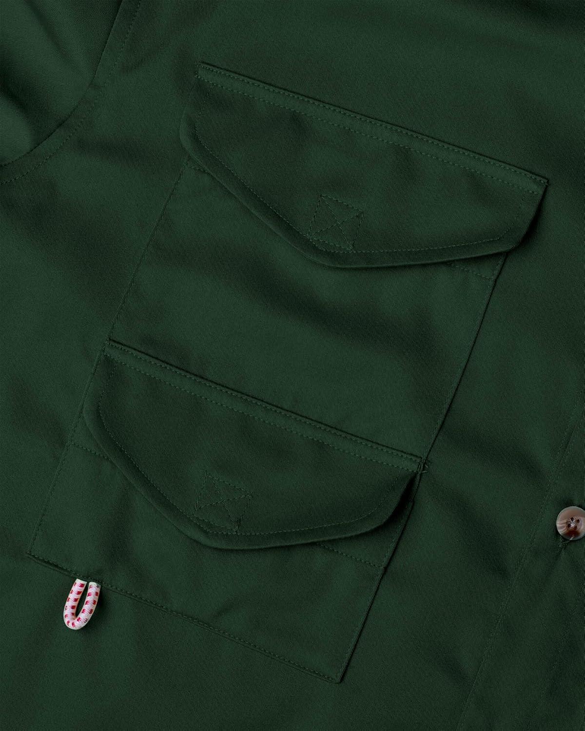 imageAlimens ampamp Gentle Short Sleeve Fishing Shirt Wicking Fabric Sun Protection Casual Button Down ShirtsDark Green