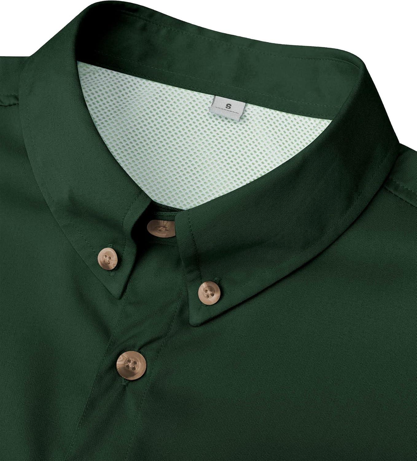 imageAlimens ampamp Gentle Short Sleeve Fishing Shirt Wicking Fabric Sun Protection Casual Button Down ShirtsDark Green