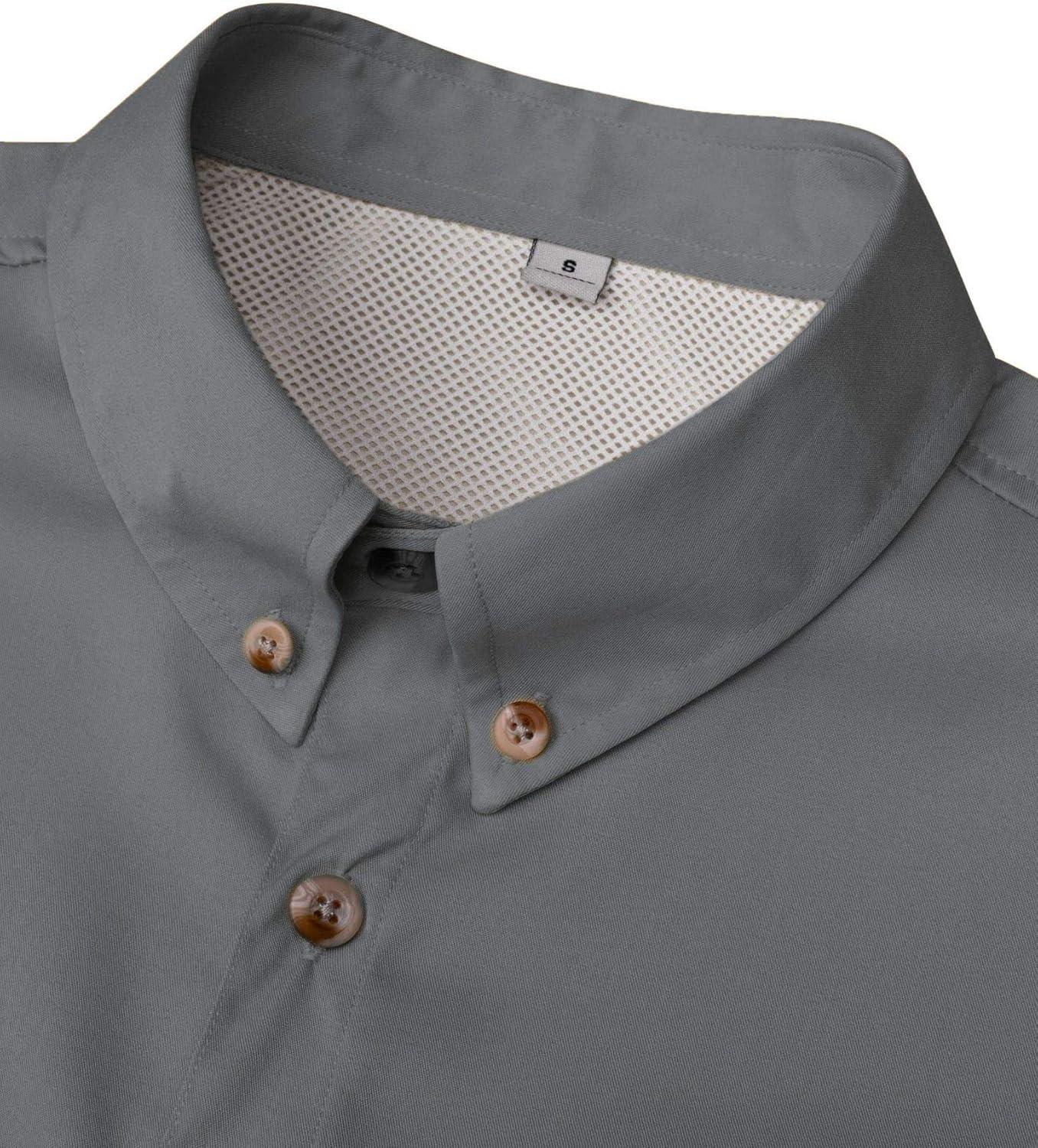 imageAlimens ampamp Gentle Short Sleeve Fishing Shirt Wicking Fabric Sun Protection Casual Button Down ShirtsDark Grey