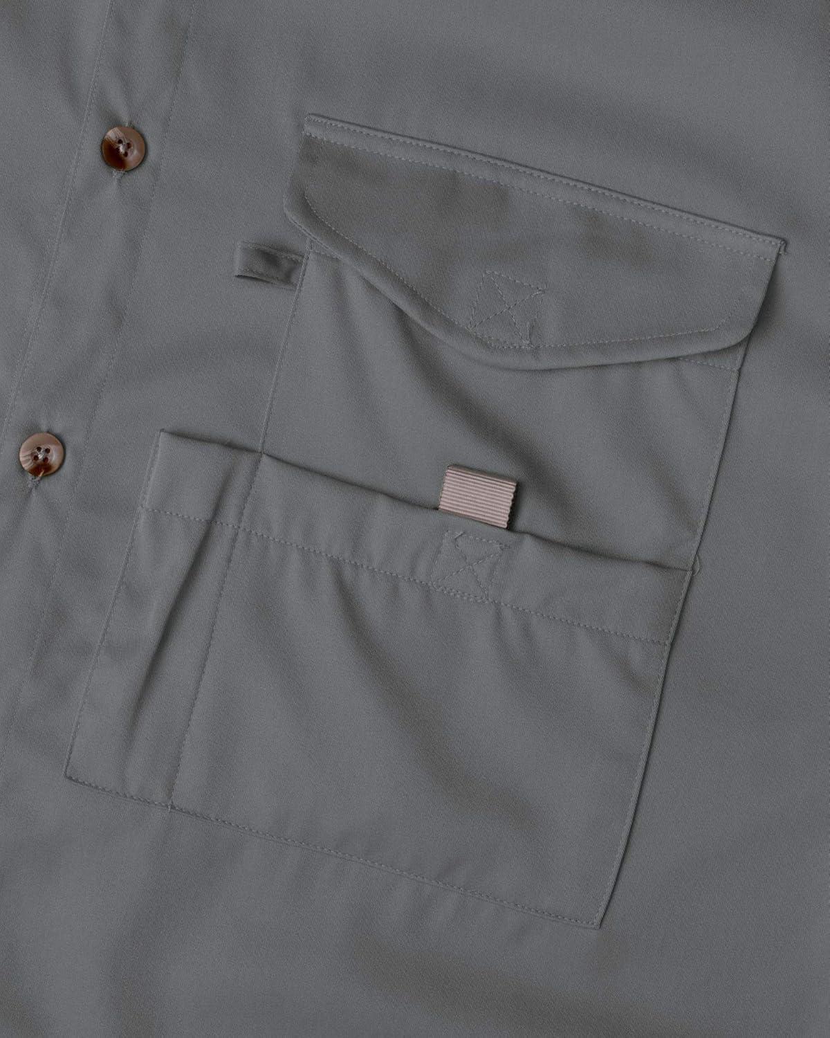 imageAlimens ampamp Gentle Short Sleeve Fishing Shirt Wicking Fabric Sun Protection Casual Button Down ShirtsDark Grey