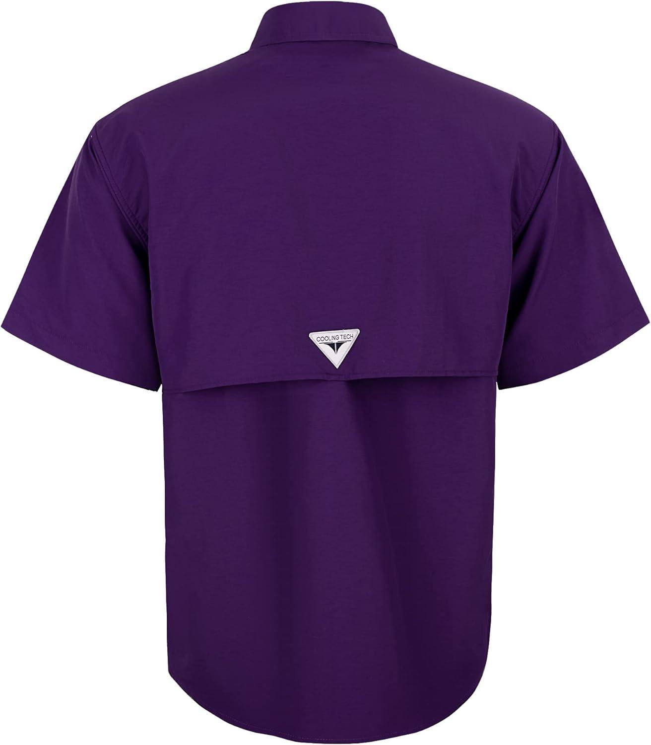 imageAlimens ampamp Gentle Short Sleeve Fishing Shirt Wicking Fabric Sun Protection Casual Button Down ShirtsDark Purple
