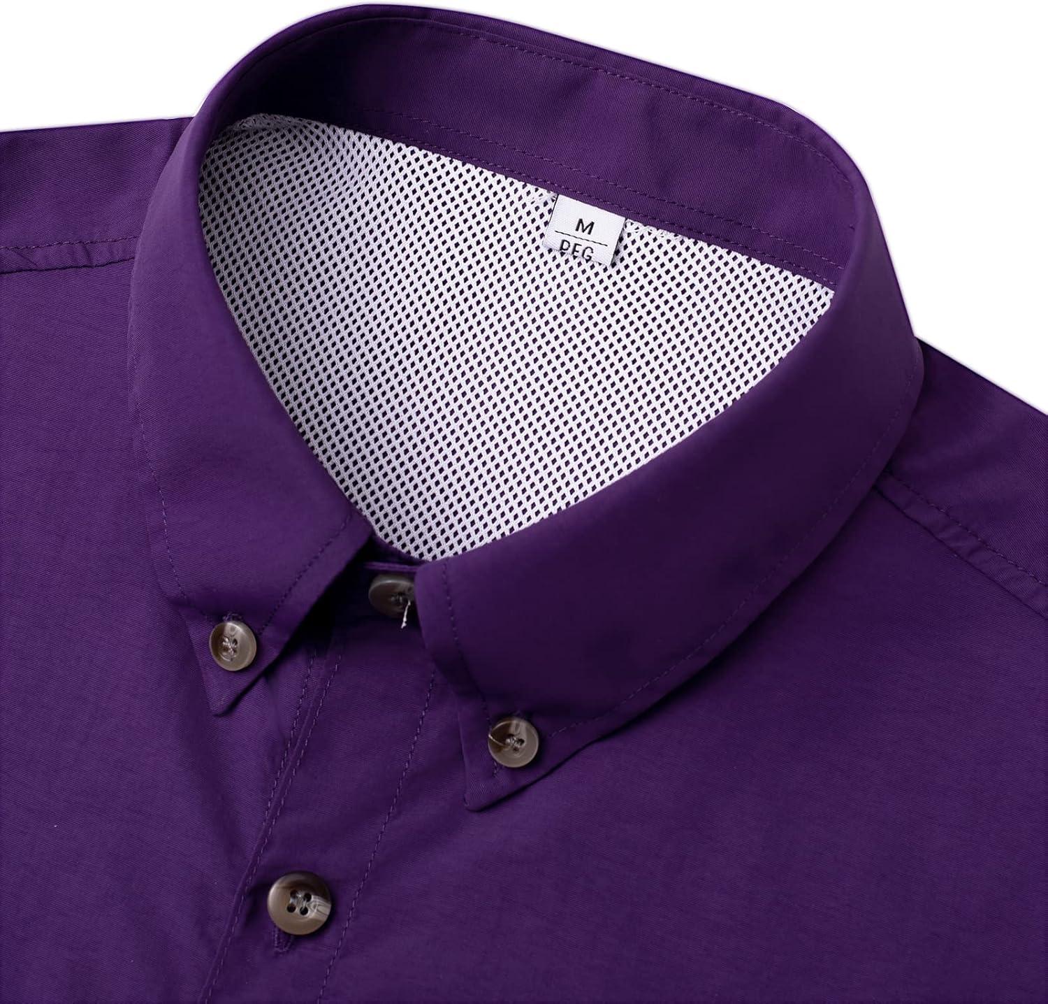 imageAlimens ampamp Gentle Short Sleeve Fishing Shirt Wicking Fabric Sun Protection Casual Button Down ShirtsDark Purple