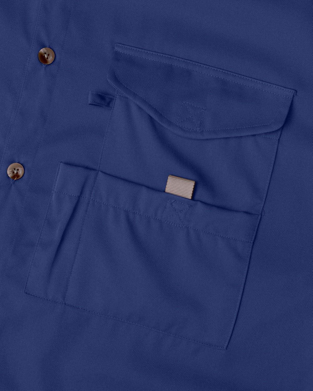 imageAlimens ampamp Gentle Short Sleeve Fishing Shirt Wicking Fabric Sun Protection Casual Button Down ShirtsNavy