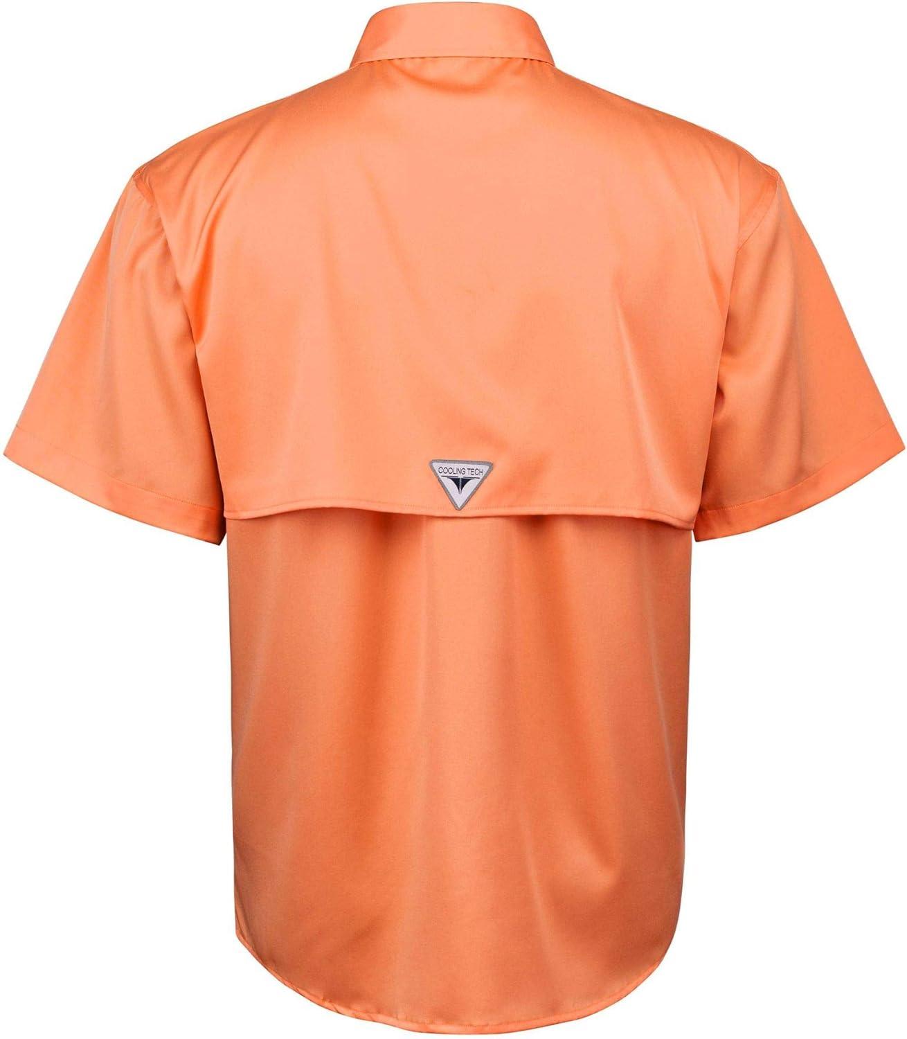 imageAlimens ampamp Gentle Short Sleeve Fishing Shirt Wicking Fabric Sun Protection Casual Button Down ShirtsOrange