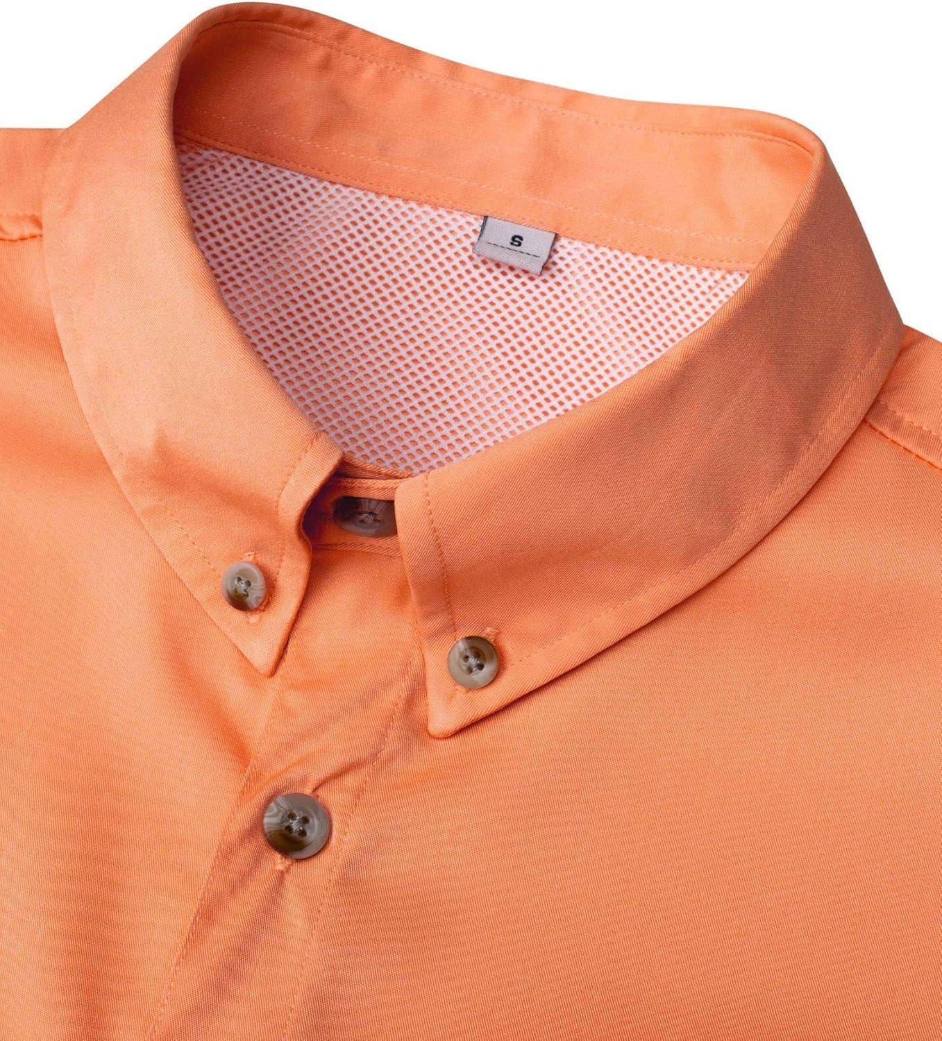 imageAlimens ampamp Gentle Short Sleeve Fishing Shirt Wicking Fabric Sun Protection Casual Button Down ShirtsOrange