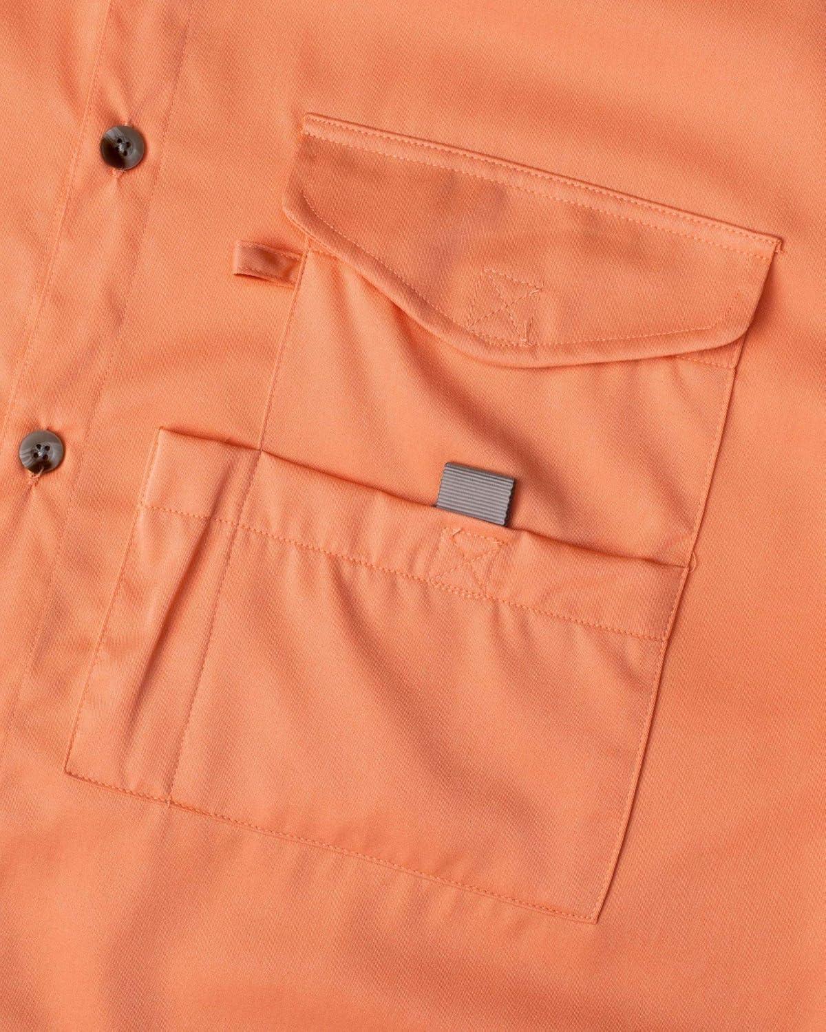 imageAlimens ampamp Gentle Short Sleeve Fishing Shirt Wicking Fabric Sun Protection Casual Button Down ShirtsOrange