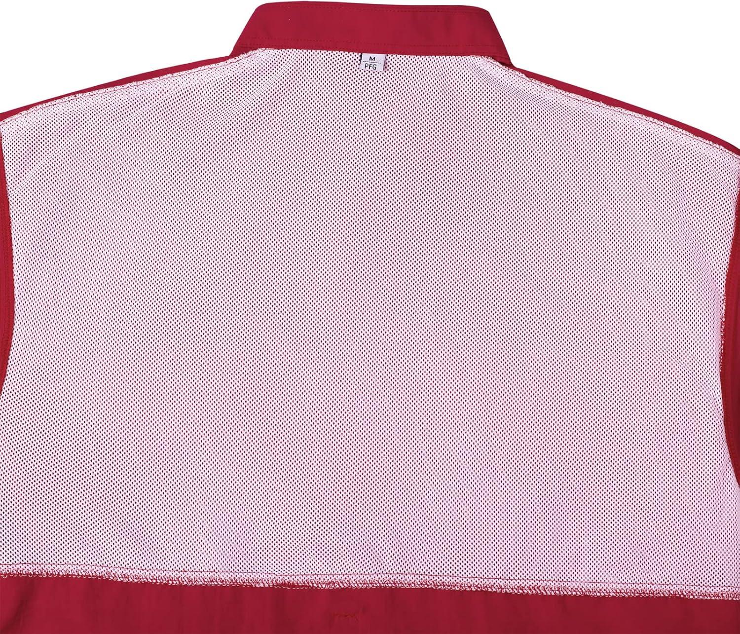 imageAlimens ampamp Gentle Short Sleeve Fishing Shirt Wicking Fabric Sun Protection Casual Button Down ShirtsRed