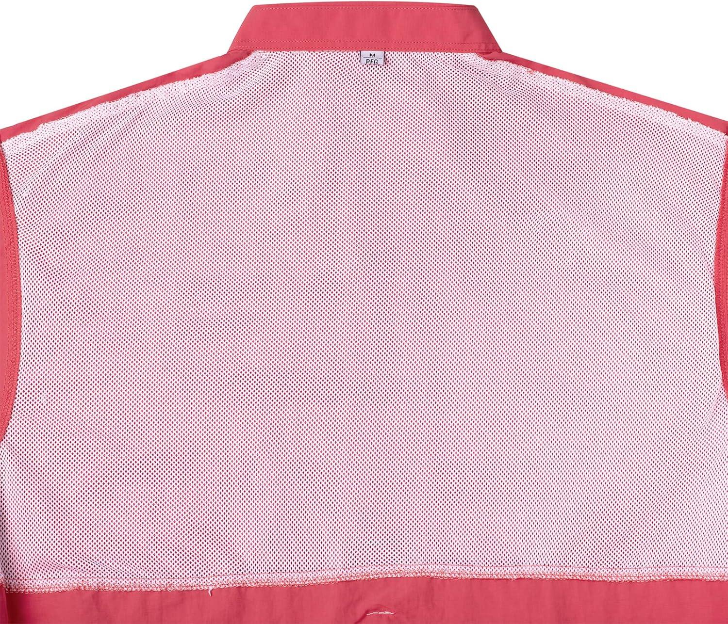 imageAlimens ampamp Gentle Short Sleeve Fishing Shirt Wicking Fabric Sun Protection Casual Button Down ShirtsSalmon