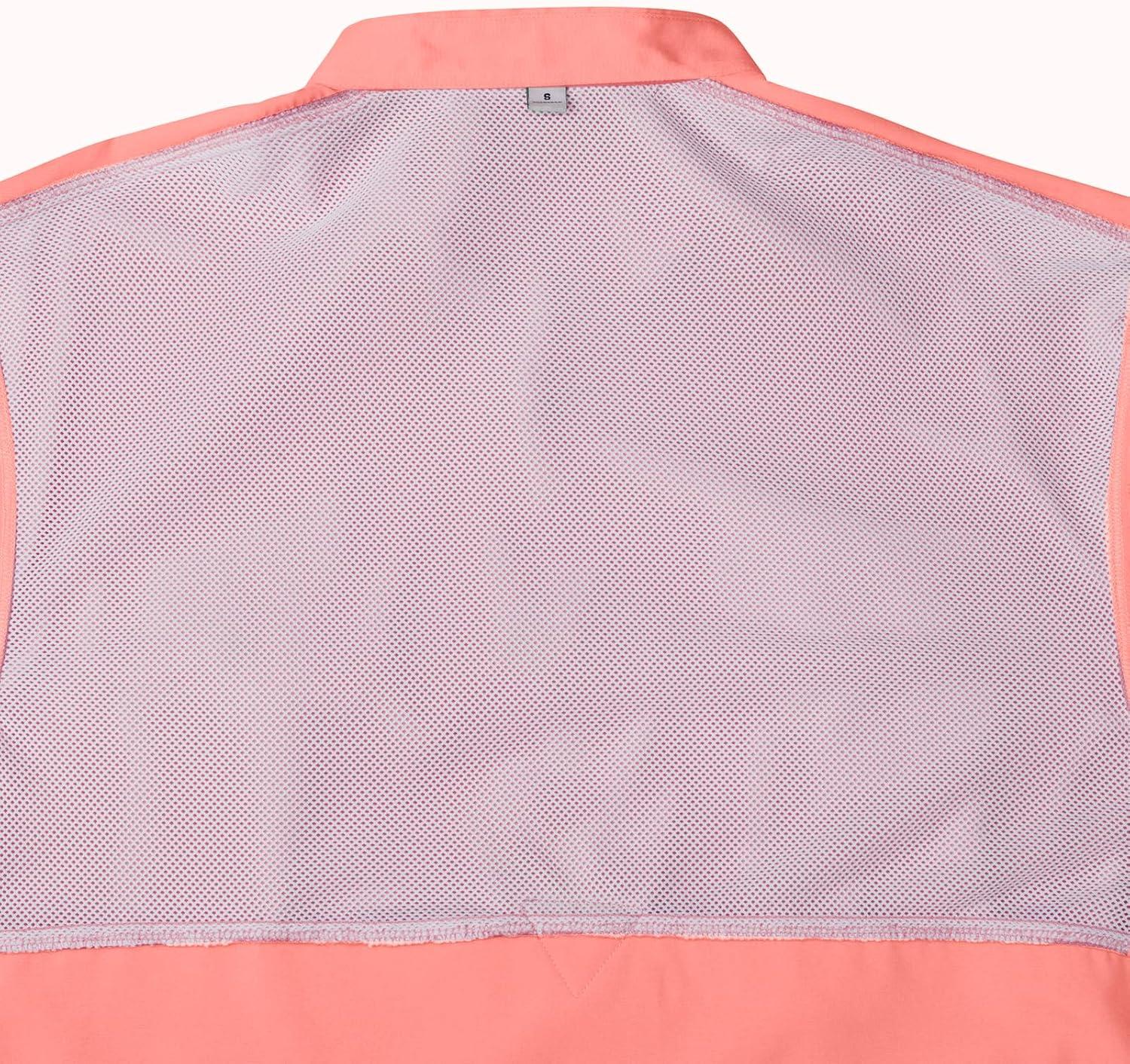imageAlimens ampamp Gentle Short Sleeve Fishing Shirt Wicking Fabric Sun Protection Casual Button Down ShirtsSalmon Pink