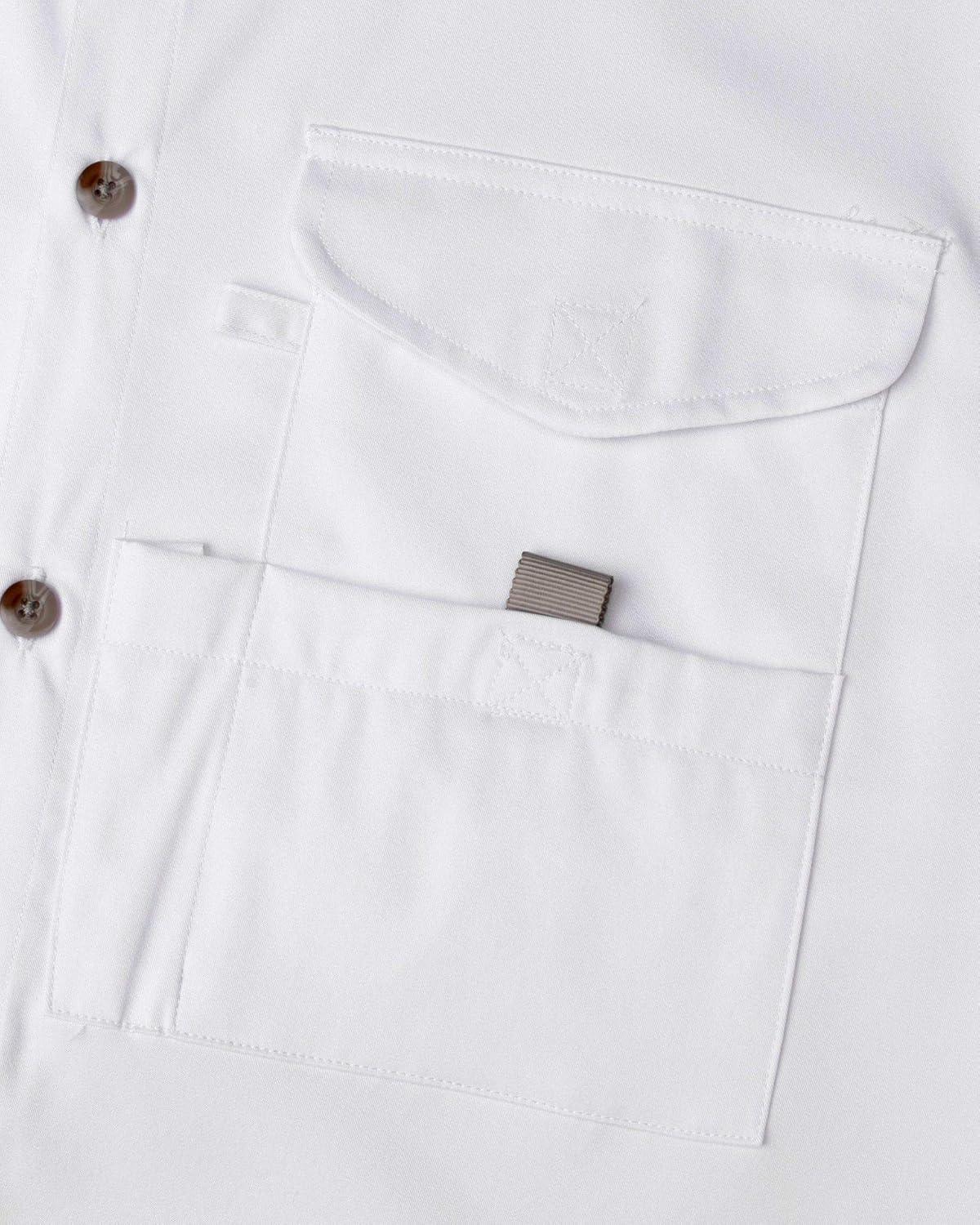 imageAlimens ampamp Gentle Short Sleeve Fishing Shirt Wicking Fabric Sun Protection Casual Button Down ShirtsWhite