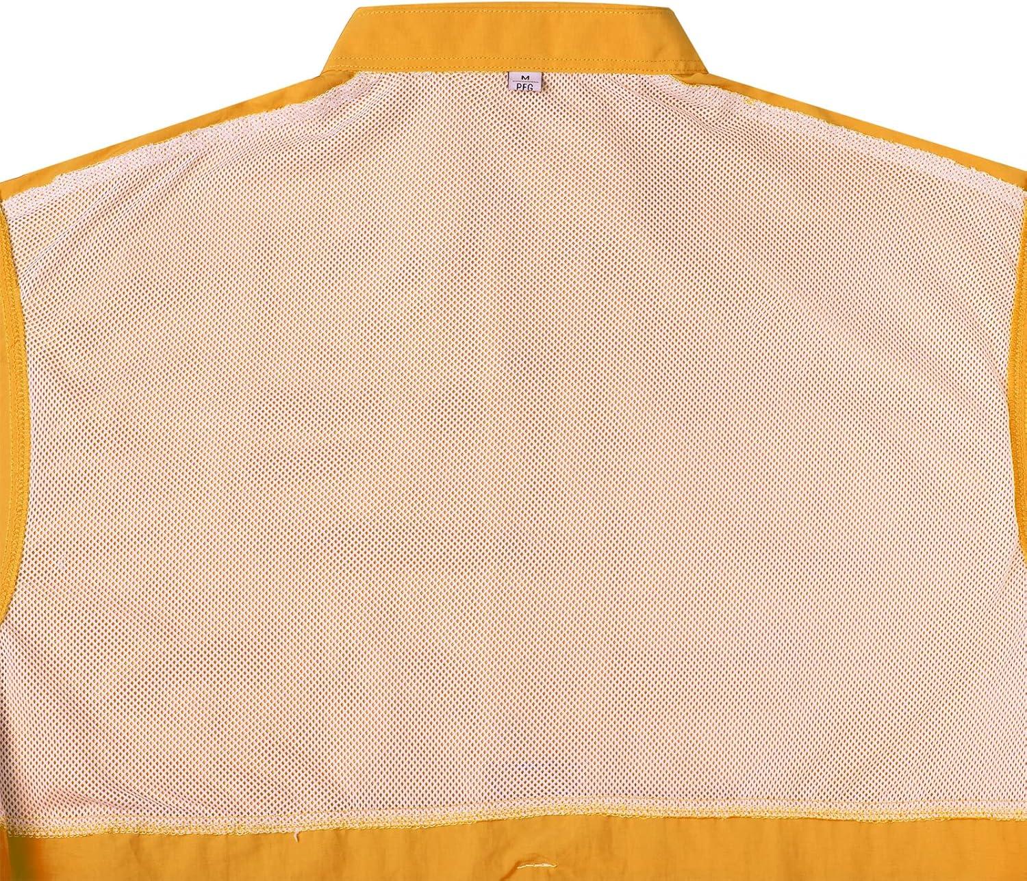 imageAlimens ampamp Gentle Short Sleeve Fishing Shirt Wicking Fabric Sun Protection Casual Button Down ShirtsYellow