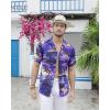 imageAlimens ampamp Gentle Hawaiian Shirt for Men Summer Beach Casual Short Sleeve Button Down Shirts Printed Tropical Vacation ShirtsPurple