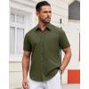 imageAlimens ampamp Gentle Mens Short Sleeve Dress Shirt Wrinkle Free Solid Casual Button Down Shirts for Summer Business WeddingArmy Green