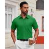 imageAlimens ampamp Gentle Mens Short Sleeve Dress Shirt Wrinkle Free Solid Casual Button Down Shirts for Summer Business WeddingBright Green