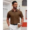imageAlimens ampamp Gentle Mens Short Sleeve Dress Shirt Wrinkle Free Solid Casual Button Down Shirts for Summer Business WeddingBrown
