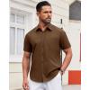 imageAlimens ampamp Gentle Mens Short Sleeve Dress Shirt Wrinkle Free Solid Casual Button Down Shirts for Summer Business WeddingBrown