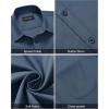imageAlimens ampamp Gentle Mens Short Sleeve Dress Shirt Wrinkle Free Solid Casual Button Down Shirts for Summer Business WeddingCaptain Blue