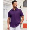 imageAlimens ampamp Gentle Mens Short Sleeve Dress Shirt Wrinkle Free Solid Casual Button Down Shirts for Summer Business WeddingDark Purple