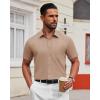 imageAlimens ampamp Gentle Mens Short Sleeve Dress Shirt Wrinkle Free Solid Casual Button Down Shirts for Summer Business WeddingKhaki