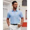 imageAlimens ampamp Gentle Mens Short Sleeve Dress Shirt Wrinkle Free Solid Casual Button Down Shirts for Summer Business WeddingLight Blue