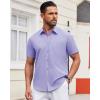 imageAlimens ampamp Gentle Mens Short Sleeve Dress Shirt Wrinkle Free Solid Casual Button Down Shirts for Summer Business WeddingLight Purple