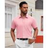 imageAlimens ampamp Gentle Mens Short Sleeve Dress Shirt Wrinkle Free Solid Casual Button Down Shirts for Summer Business WeddingPink