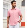 imageAlimens ampamp Gentle Mens Short Sleeve Dress Shirt Wrinkle Free Solid Casual Button Down Shirts for Summer Business WeddingPink