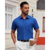 imageAlimens ampamp Gentle Mens Short Sleeve Dress Shirt Wrinkle Free Solid Casual Button Down Shirts for Summer Business WeddingRoyal Blue