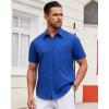 imageAlimens ampamp Gentle Mens Short Sleeve Dress Shirt Wrinkle Free Solid Casual Button Down Shirts for Summer Business WeddingRoyal Blue