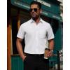 imageAlimens ampamp Gentle Mens Short Sleeve Dress Shirt Wrinkle Free Solid Casual Button Down Shirts for Summer Business WeddingWhite