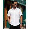 imageAlimens ampamp Gentle Mens Short Sleeve Dress Shirt Wrinkle Free Solid Casual Button Down Shirts for Summer Business WeddingWhite