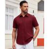 imageAlimens ampamp Gentle Mens Short Sleeve Dress Shirt Wrinkle Free Solid Casual Button Down Shirts for Summer Business WeddingWine Red