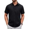 imageAlimens ampamp Gentle Mens Short Sleeve Dress Shirt Wrinkle Free Solid Casual Button Down Shirts for Summer Business WeddingBlack