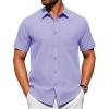 imageAlimens ampamp Gentle Mens Short Sleeve Dress Shirt Wrinkle Free Solid Casual Button Down Shirts for Summer Business WeddingLight Purple