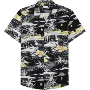 imageAlimens ampamp Gentle Hawaiian Shirt for Men Summer Beach Casual Short Sleeve Button Down Shirts Printed Tropical Vacation ShirtsBlack Beach