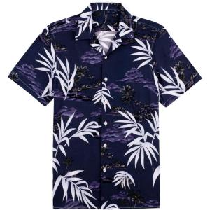 imageAlimens ampamp Gentle Hawaiian Shirt for Men Summer Beach Casual Short Sleeve Button Down Shirts Printed Tropical Vacation ShirtsDark Purple