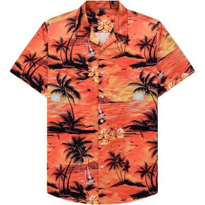 imageAlimens ampamp Gentle Hawaiian Shirt for Men Summer Beach Casual Short Sleeve Button Down Shirts Printed Tropical Vacation ShirtsDusk