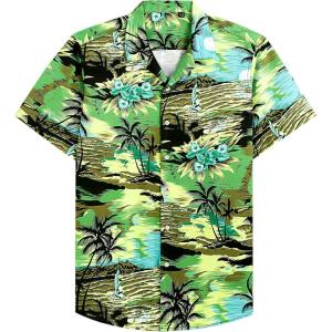 imageAlimens ampamp Gentle Hawaiian Shirt for Men Summer Beach Casual Short Sleeve Button Down Shirts Printed Tropical Vacation ShirtsGreen Beach
