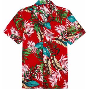 imageAlimens ampamp Gentle Hawaiian Shirt for Men Summer Beach Casual Short Sleeve Button Down Shirts Printed Tropical Vacation ShirtsRed Green