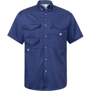 imageAlimens ampamp Gentle Short Sleeve Fishing Shirt Wicking Fabric Sun Protection Casual Button Down ShirtsNavy