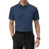 imageAlimens ampamp Gentle Mens Short Sleeve Dress Shirts Regular Fit Stretch WrinkleResistant Button Down ShirtsDenim Blue