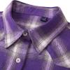 imageAlimens ampamp Gentle Womens Plaid Flannel Shirts Long Sleeve Roll Up Casual Button Down ShirtPurple Grey